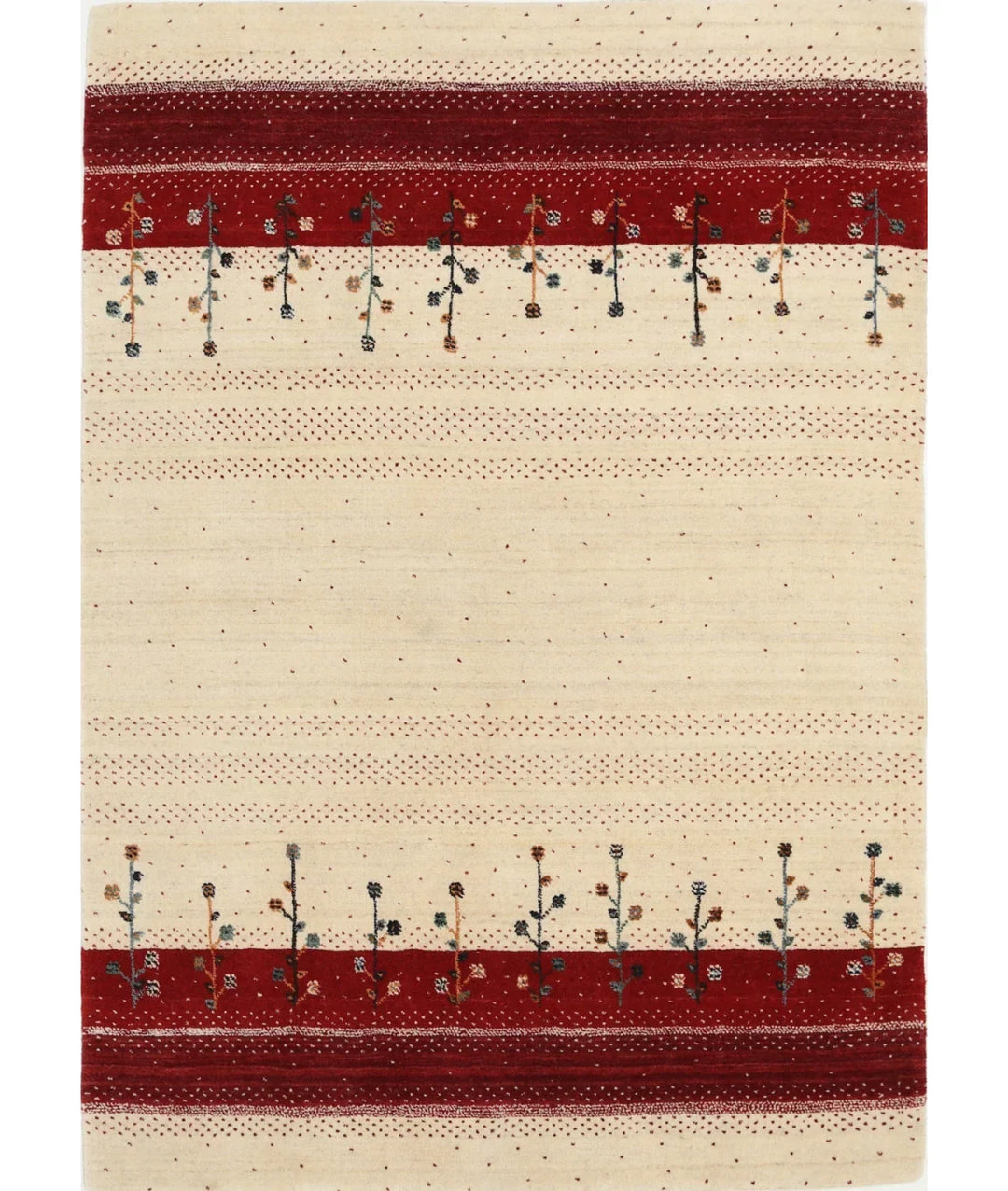 Ivory Indian Lori Rug 4' 6" x 6' 5" Hand-Knotted | No. AT20854