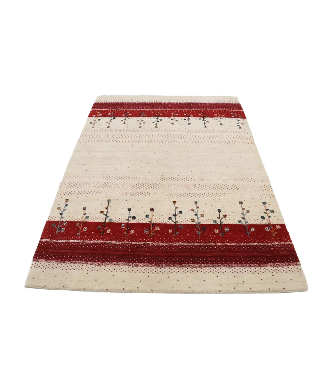 Ivory Indian Lori Rug 4' 6" x 6' 5" Hand-Knotted | No. AT20854