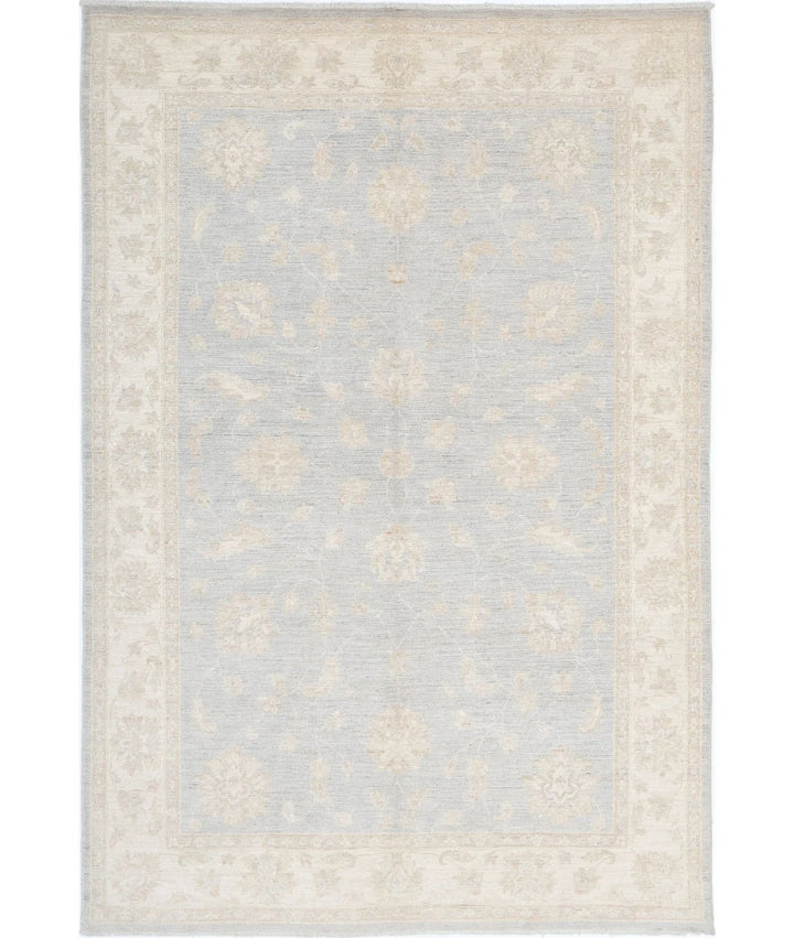 Grey Afghan Serenity Rug 5' 5" x 8' 2" Hand-Knotted | No. AT20865