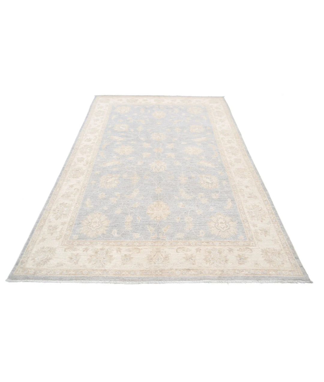 Grey Afghan Serenity Rug 5' 5" x 8' 2" Hand-Knotted | No. AT20865