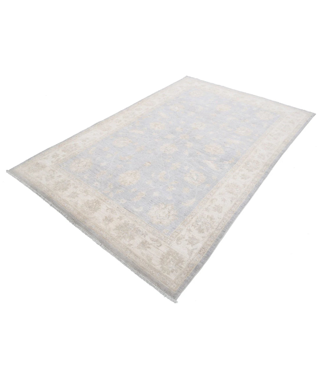Grey Afghan Serenity Rug 5' 5" x 8' 2" Hand-Knotted | No. AT20865