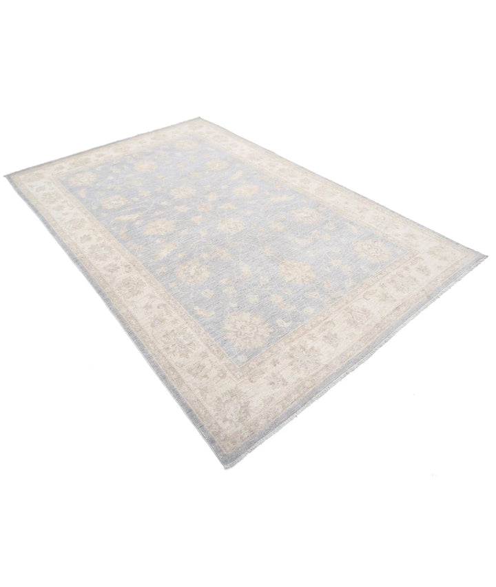 Grey Afghan Serenity Rug 5' 5" x 8' 2" Hand-Knotted | No. AT20865