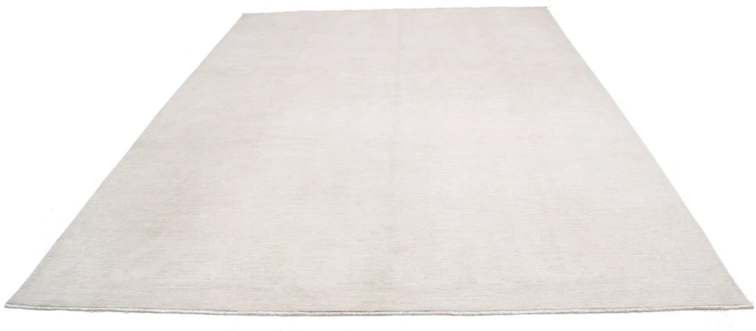 Ivory Afghan Tabriz Rug 9' 1" x 12' 4" Hand-Knotted | No. AT20906