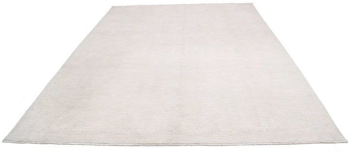 Ivory Afghan Tabriz Rug 9' 1" x 12' 4" Hand-Knotted | No. AT20906