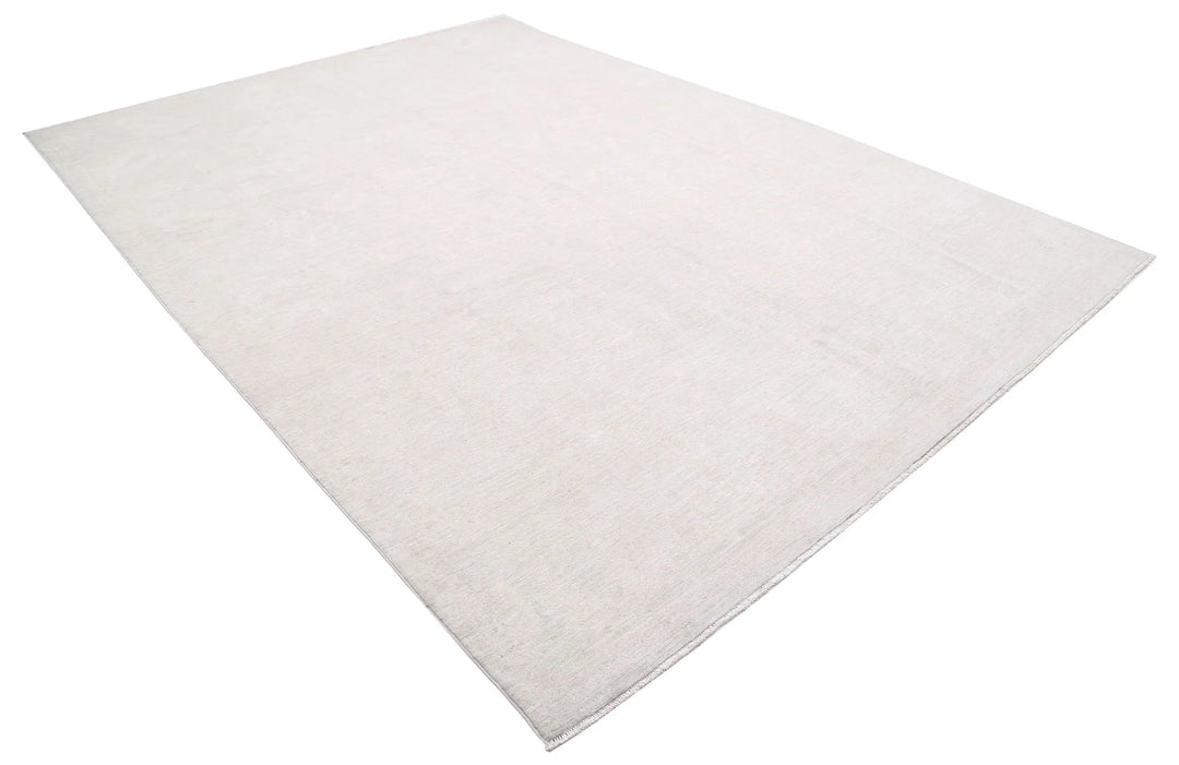 Ivory Afghan Tabriz Rug 9' 1" x 12' 4" Hand-Knotted | No. AT20906
