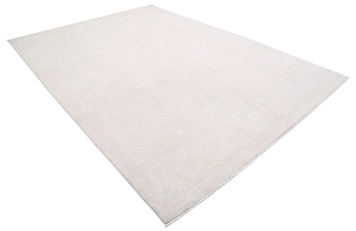 Ivory Afghan Tabriz Rug 9' 1" x 12' 4" Hand-Knotted | No. AT20906