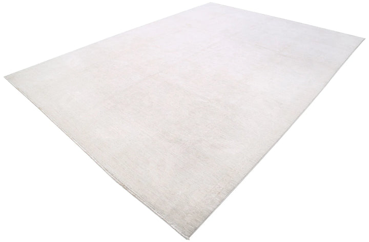 Ivory Afghan Tabriz Rug 9' 1" x 12' 4" Hand-Knotted | No. AT20906