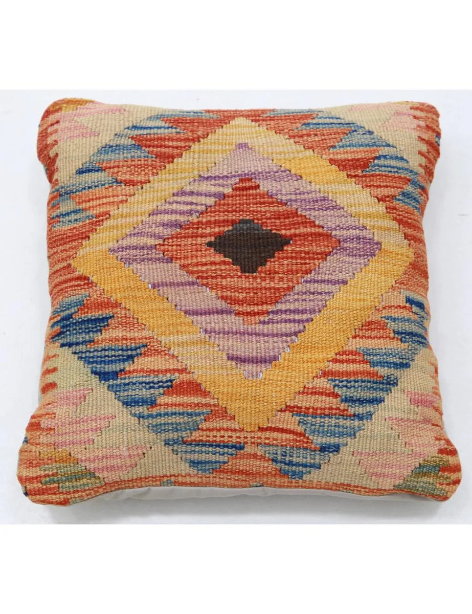 Afghan Tribal Pillow 1' 5" x 1' 5" Hand-Woven | No. AT21036