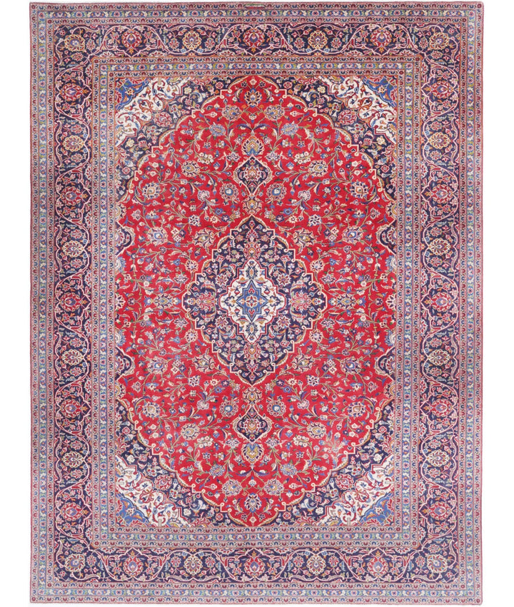 Red Afghan Kashan Rug 9' 5" x 12' 8" Hand-Knotted | No. AT21067