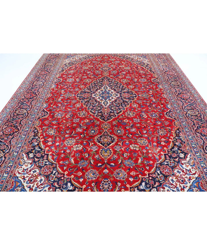 Red Afghan Kashan Rug 9' 5" x 12' 8" Hand-Knotted | No. AT21067