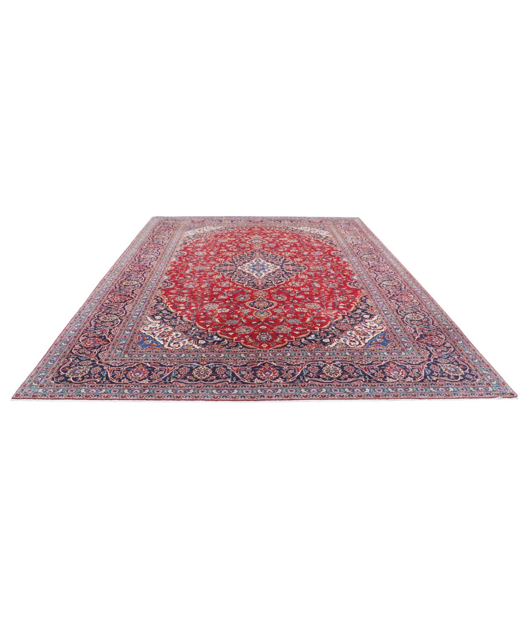 Red Afghan Kashan Rug 9' 5" x 12' 8" Hand-Knotted | No. AT21067