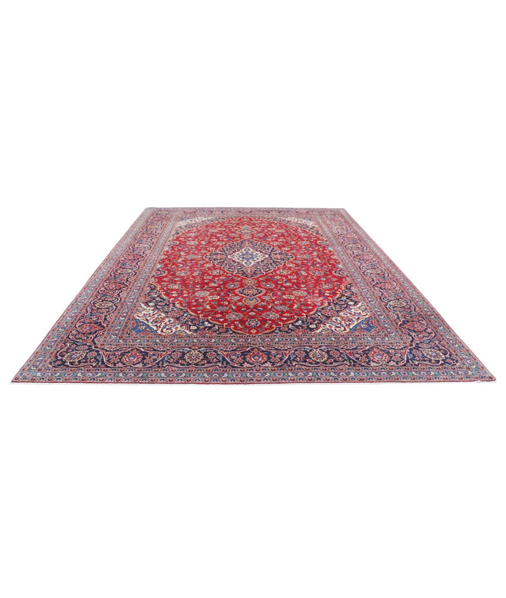 Red Afghan Kashan Rug 9' 5" x 12' 8" Hand-Knotted | No. AT21067
