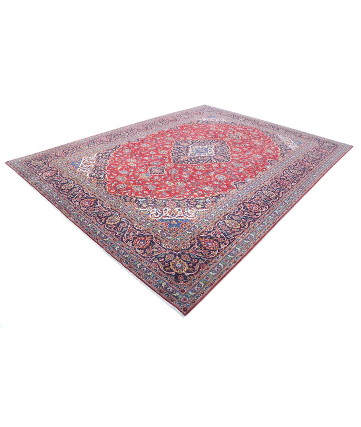 Red Afghan Kashan Rug 9' 5" x 12' 8" Hand-Knotted | No. AT21067