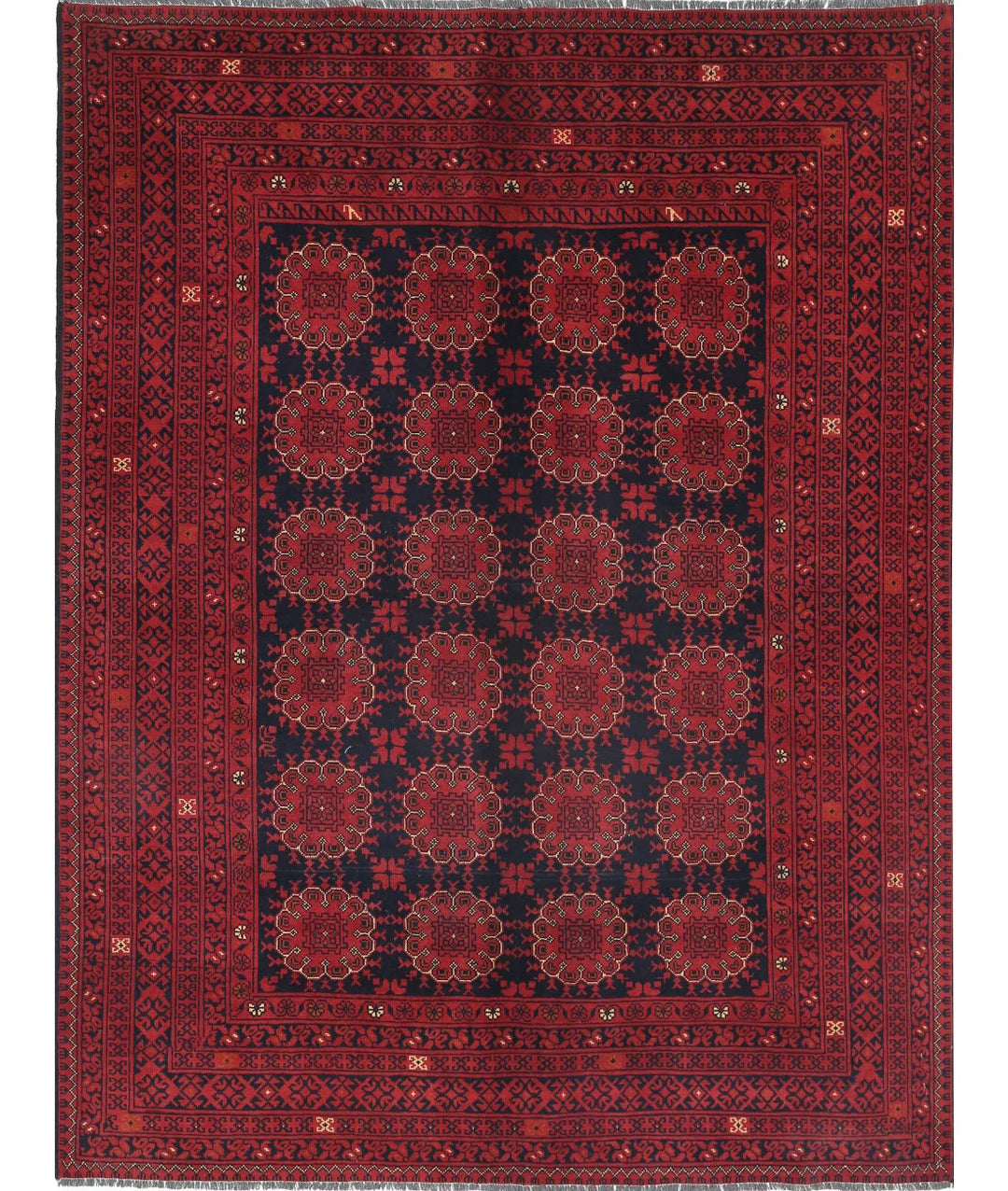 Red Afghan Tribal Rug 4' 10" x 6' 5" Hand-Knotted | No. AT21120