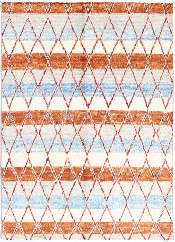 Afghan Tribal Rug 4' 1" x 5' 8" Hand-Knotted | No. AT21168