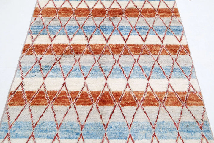 Afghan Tribal Rug 4' 1" x 5' 8" Hand-Knotted | No. AT21168