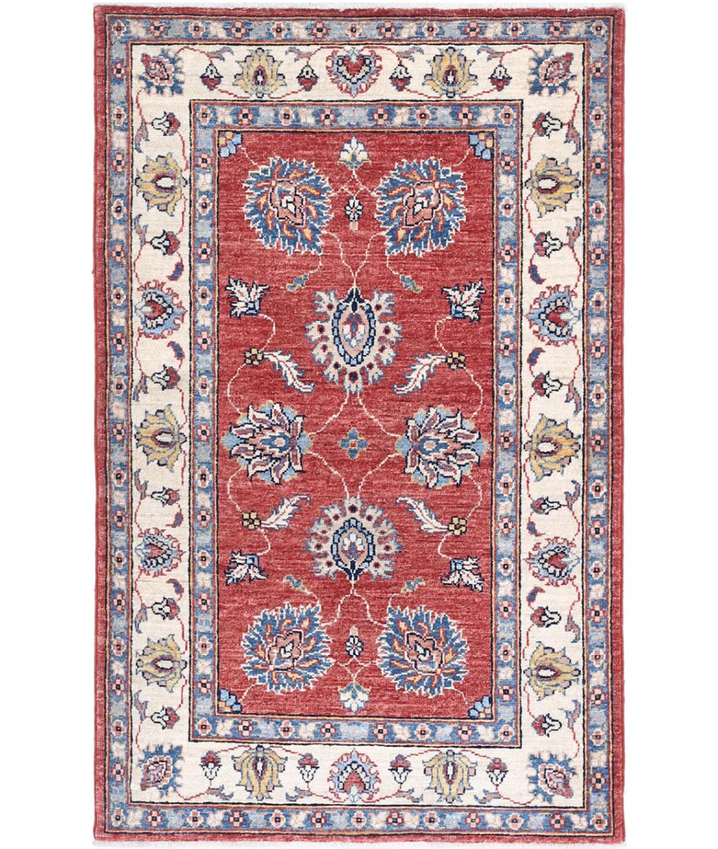 Red Afghan Ziegler Rug 2' 7" x 4' 2" Hand-Knotted | No. AT211955