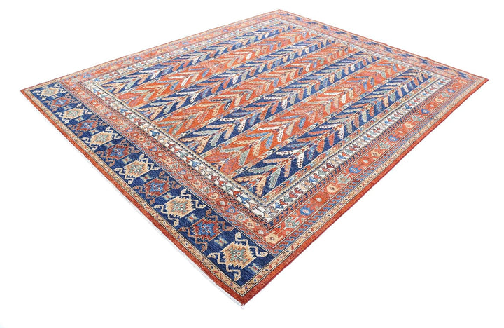 Afghan Nomadic Caucasian Humna Rug 7' 10" x 9' 9" Hand-Knotted | No. AT21229