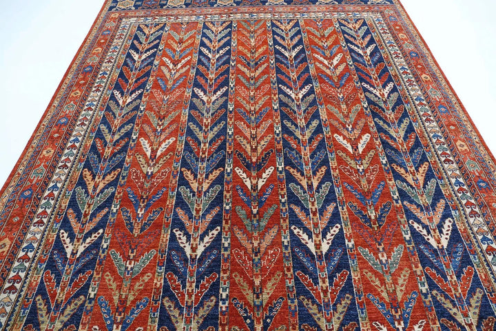 Afghan Nomadic Caucasian Humna Rug 7' 10" x 9' 9" Hand-Knotted | No. AT21229