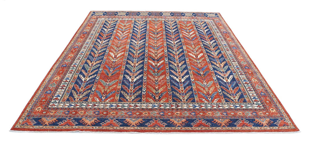 Afghan Nomadic Caucasian Humna Rug 7' 10" x 9' 9" Hand-Knotted | No. AT21229