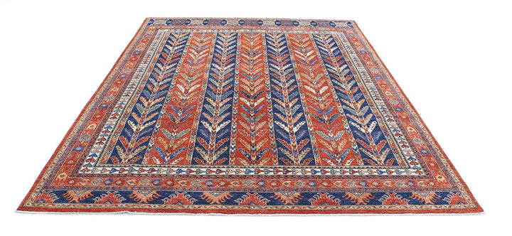 Afghan Nomadic Caucasian Humna Rug 7' 10" x 9' 9" Hand-Knotted | No. AT21229