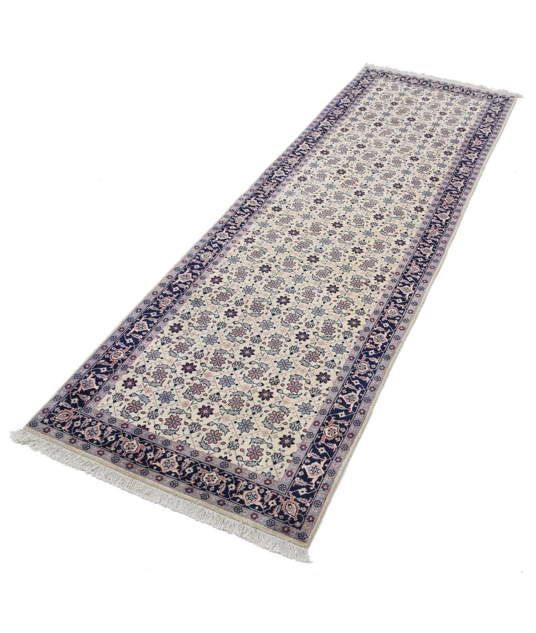 Ivory Pakistani Oriental Rug 2' 7" x 7' 11" Hand-Knotted | No. AT21443