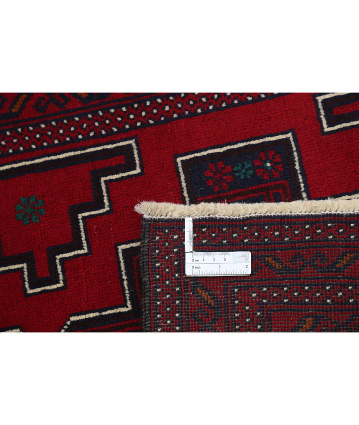 Red Afghan Tribal Rug 2' 9" x 4' 11" Hand-Knotted | No. AT21473