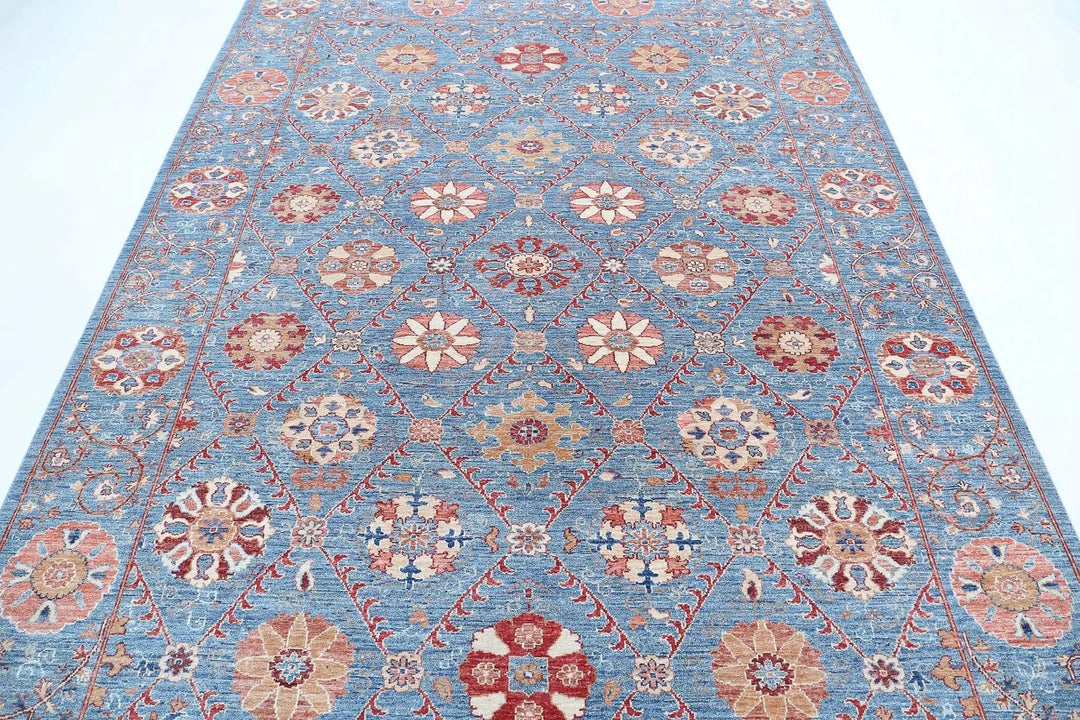 Afghan Ziegler Suzani Rug 6' 8" x 9' 3" Hand-Knotted | No. AT21546