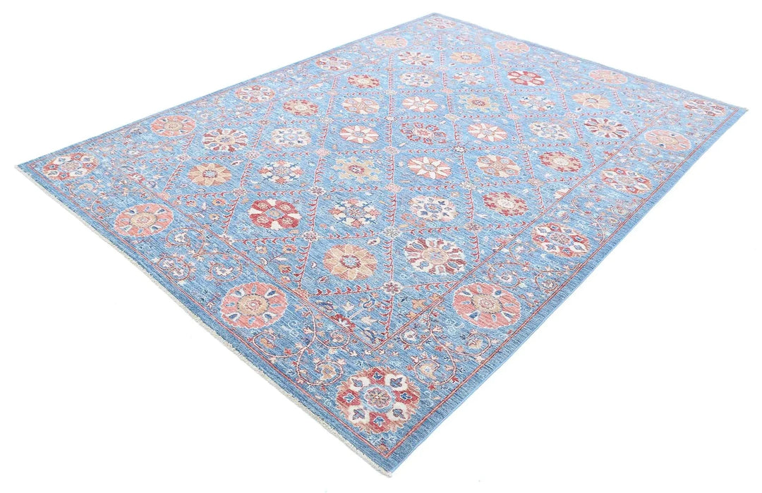 Afghan Ziegler Suzani Rug 6' 8" x 9' 3" Hand-Knotted | No. AT21546