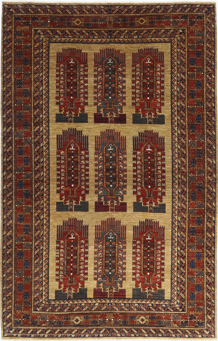 Afghan Caucasian Humna Rug 6' 2" x 9' 6" Hand-Knotted | No. AT21551