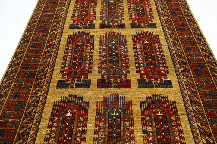 Afghan Caucasian Humna Rug 6' 2" x 9' 6" Hand-Knotted | No. AT21551