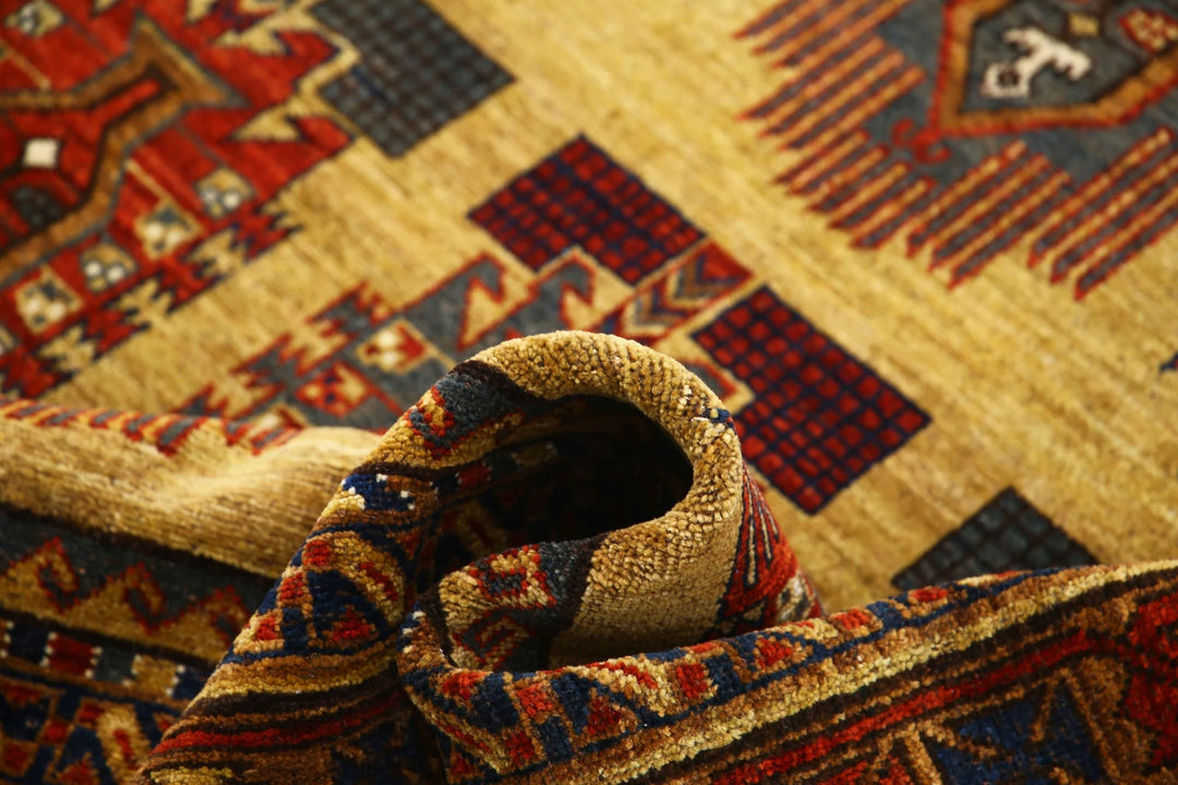 Afghan Caucasian Humna Rug 6' 2" x 9' 6" Hand-Knotted | No. AT21551