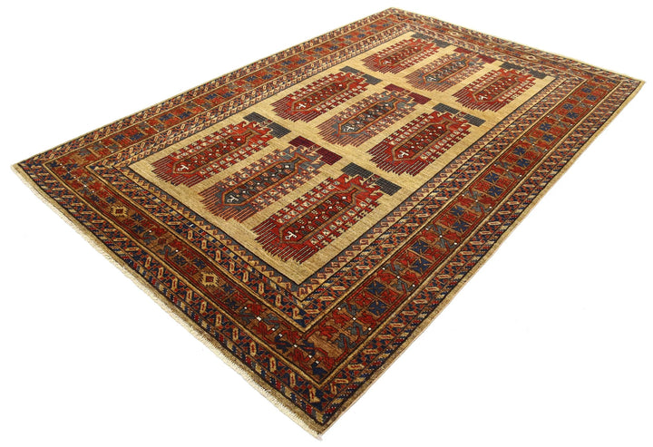 Afghan Caucasian Humna Rug 6' 2" x 9' 6" Hand-Knotted | No. AT21551