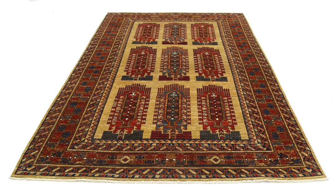 Afghan Caucasian Humna Rug 6' 2" x 9' 6" Hand-Knotted | No. AT21551