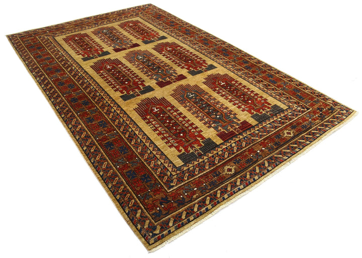 Afghan Caucasian Humna Rug 6' 2" x 9' 6" Hand-Knotted | No. AT21551