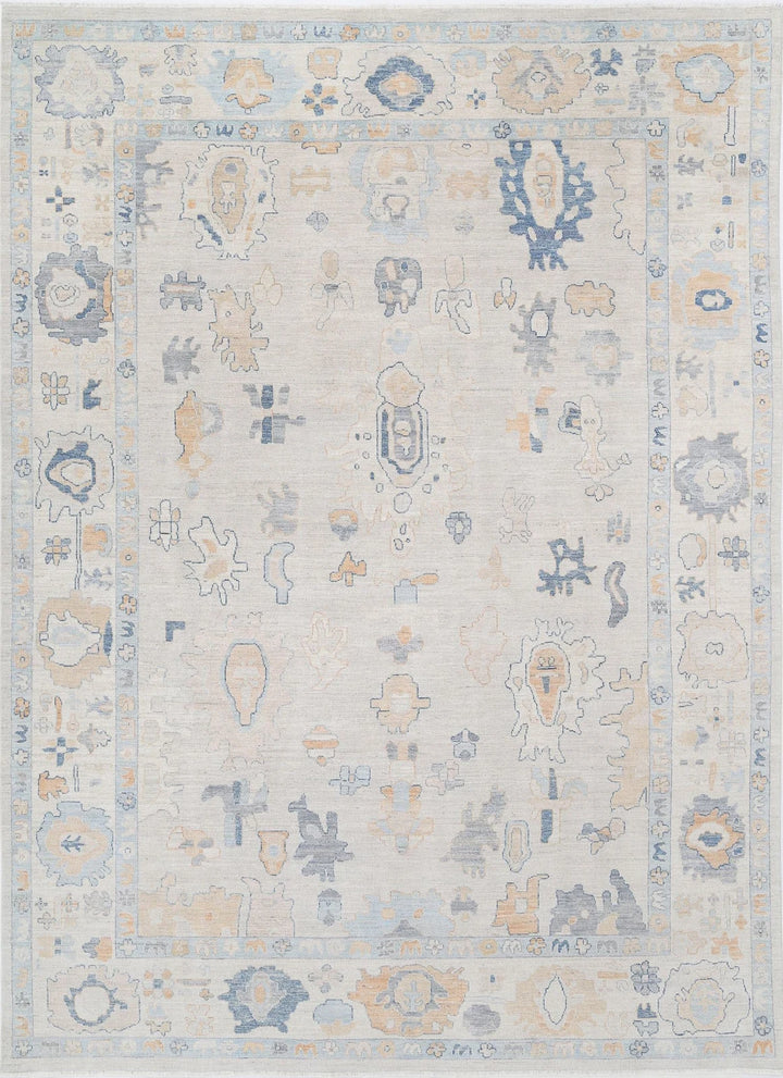 Ivory Afghan Oushak Rug 9' 11" x 13' 9" Hand-Knotted | No. AT21571