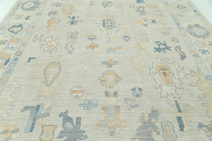 Ivory Afghan Oushak Rug 9' 11" x 13' 9" Hand-Knotted | No. AT21571