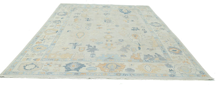 Ivory Afghan Oushak Rug 9' 11" x 13' 9" Hand-Knotted | No. AT21571
