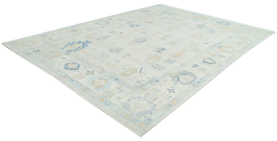 Ivory Afghan Oushak Rug 9' 11" x 13' 9" Hand-Knotted | No. AT21571