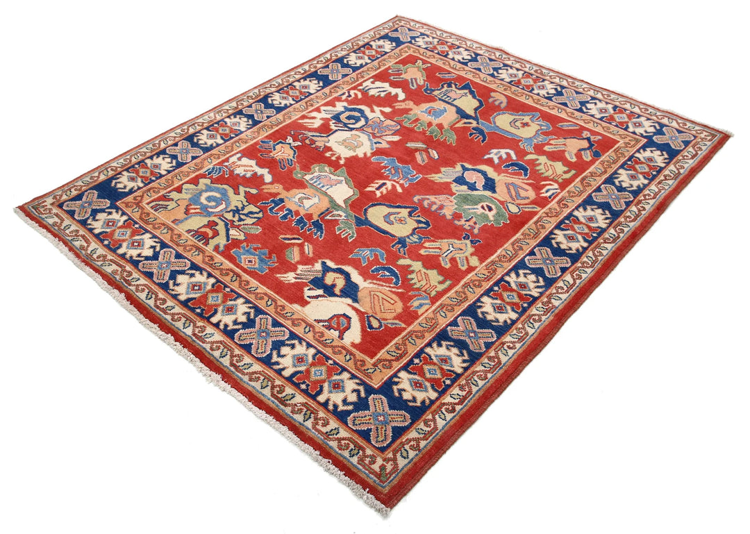 Red Afghan Oriental Rug 5' 0" x 6' 4" Hand-Knotted view