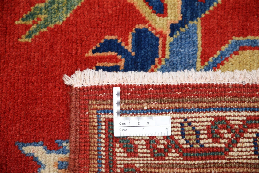 Red Afghan Oriental Rug 5' 0" x 6' 4" Hand-Knotted pattern