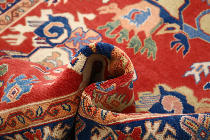 Red Afghan Oriental Rug 5' 0" x 6' 4" Hand-Knotted texture
