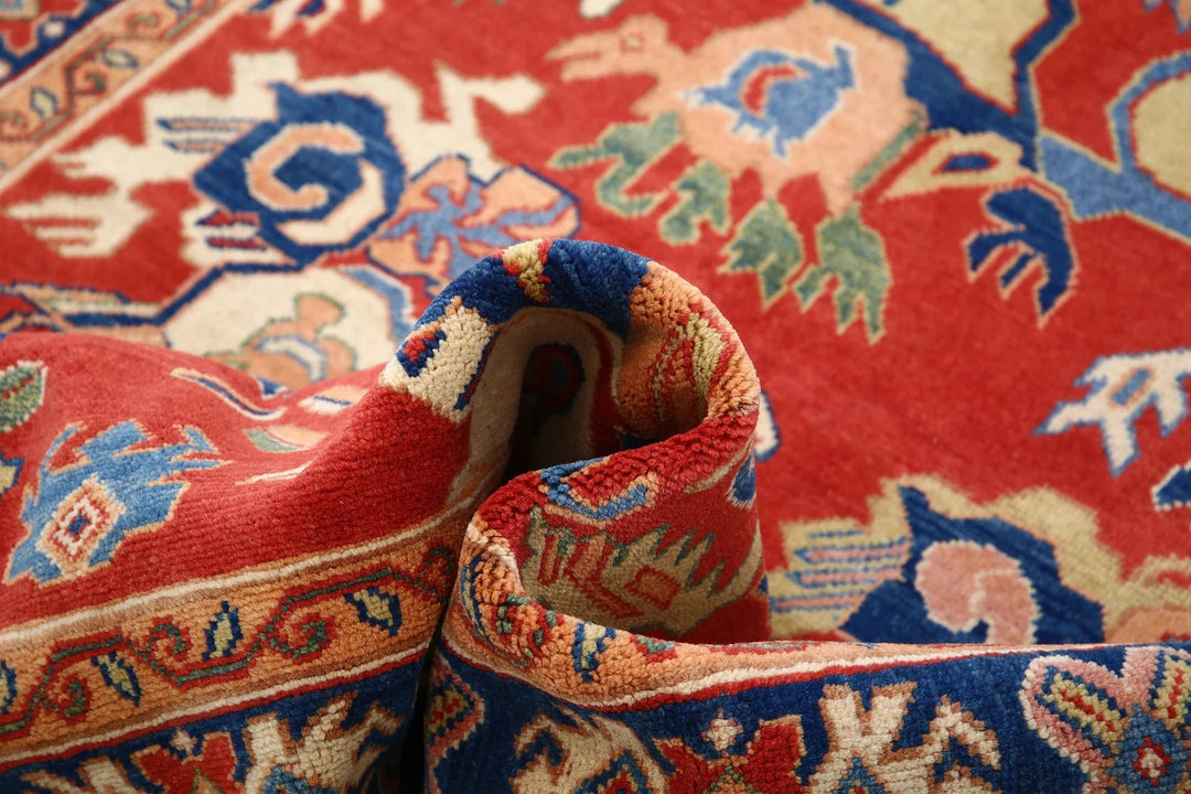 Red Afghan Oriental Rug 5' 0" x 6' 4" Hand-Knotted | No. AT21660