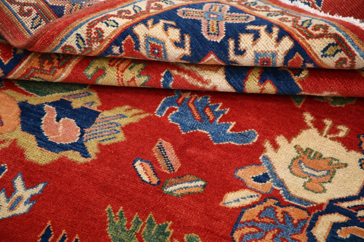 Red Afghan Oriental Rug 5' 0" x 6' 4" Hand-Knotted reverse