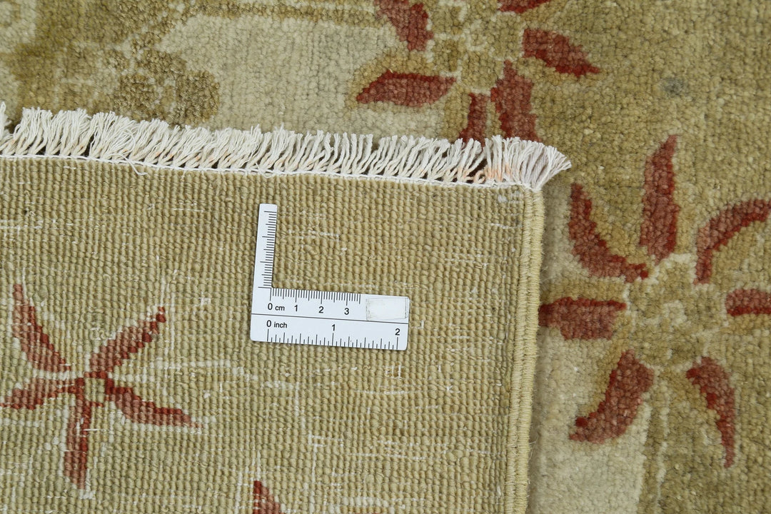Green Ivory Indian Ziegler Rug 9' 1" x 12' 1" Hand-Knotted | No. AT21874