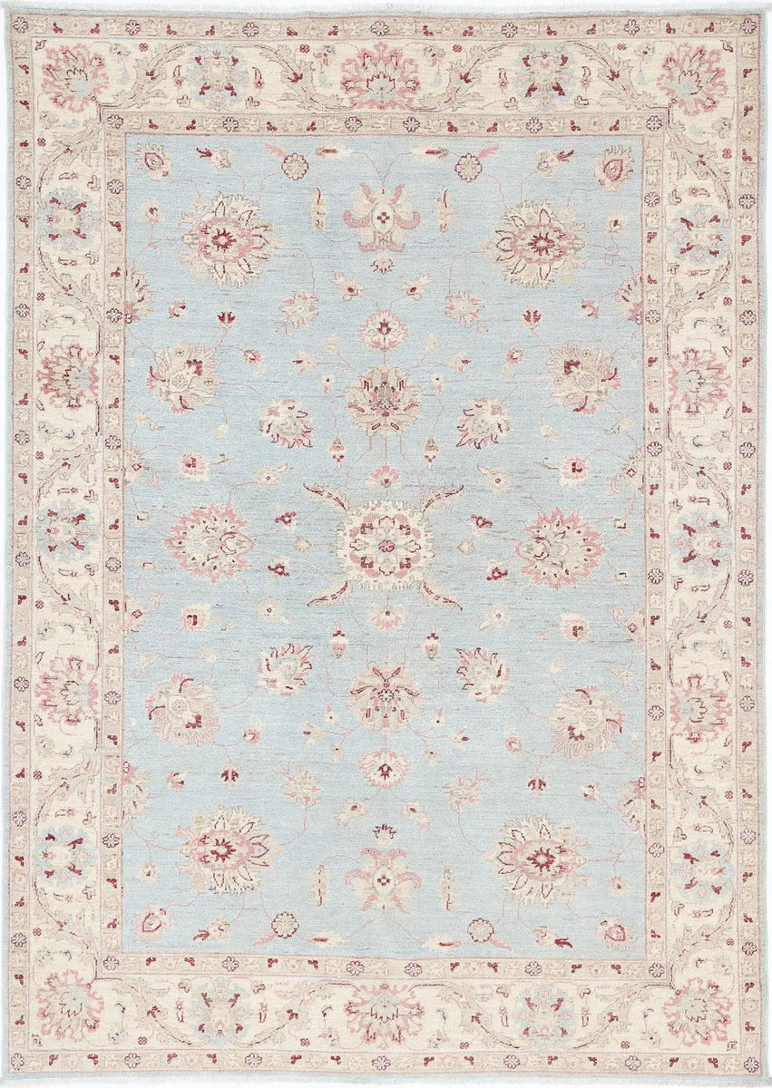 Blue Afghan Ziegler Rug 5' 7" x 7' 11" Hand-Knotted | No. AT21931