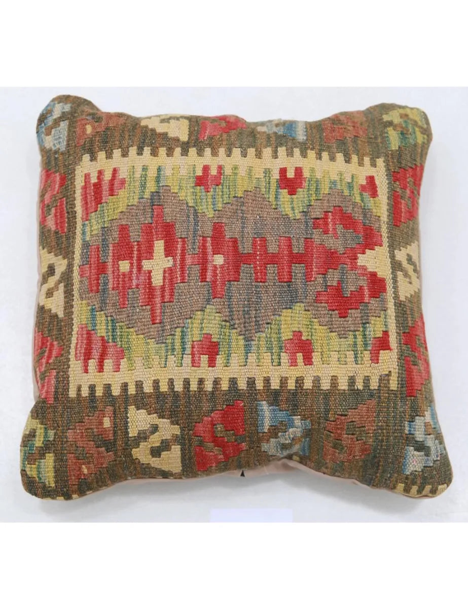 Afghan Tribal Pillow 1' 5" x 1' 5" Hand-Woven | No. AT21968