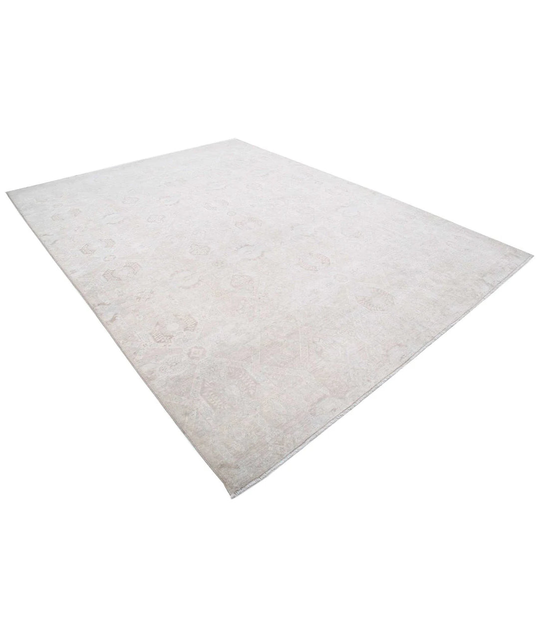 Ivory Afghan Oriental Rug 8' 7" x 11' 4" Hand-Knotted | No. AT21987