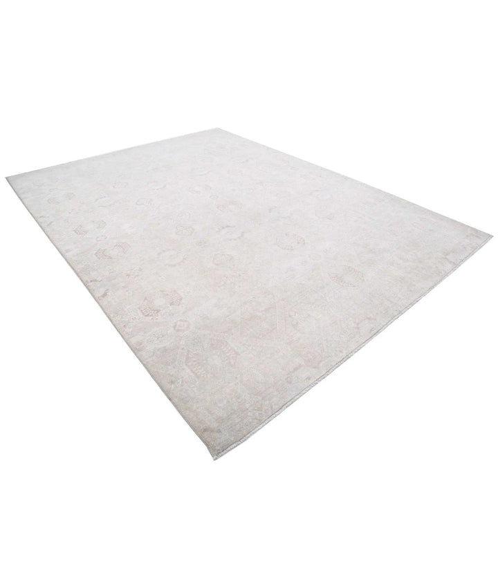 Ivory Afghan Oriental Rug 8' 7" x 11' 4" Hand-Knotted | No. AT21987