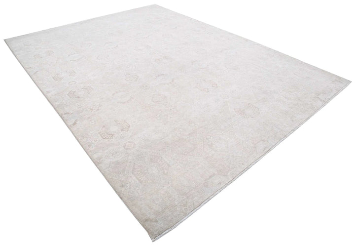 Ivory Afghan Oriental Rug 8' 7" x 11' 4" Hand-Knotted | No. AT21987